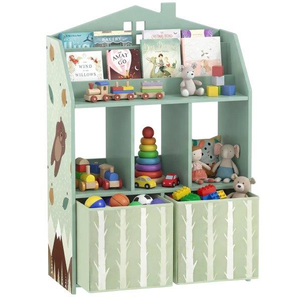 Vaikiška knygų lentyna su 2 stalčiais iš audinio Miškas II